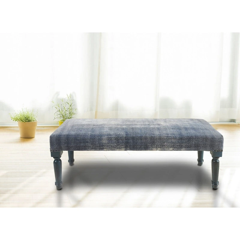 47  Antique Blue Distressed Rectangular Bench