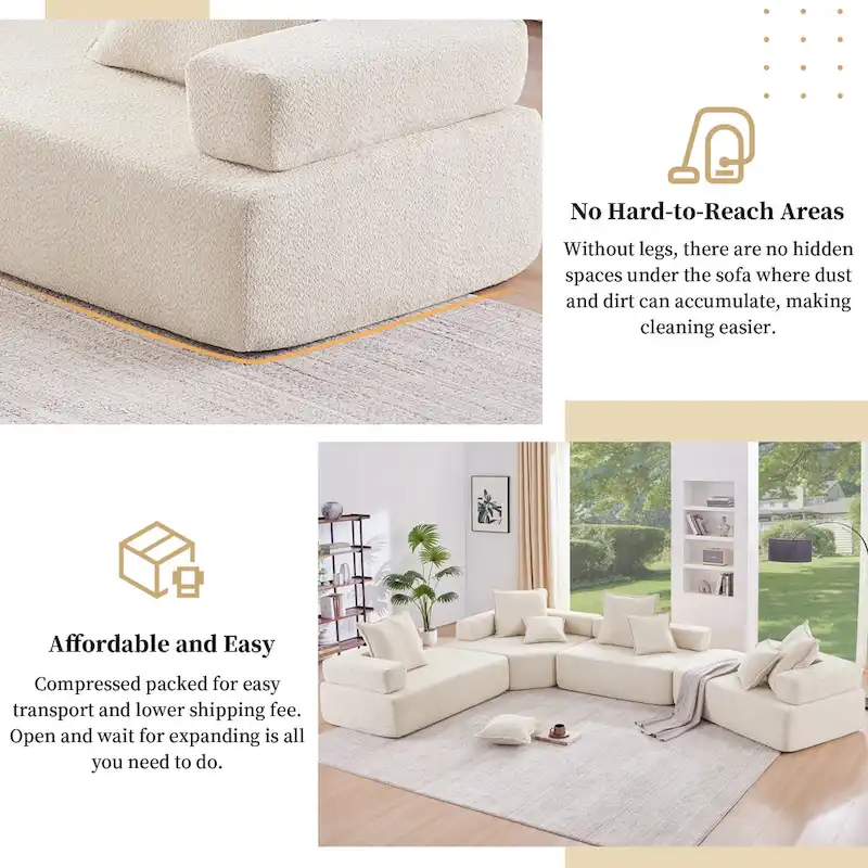 DIY Customization Boucle Upholstered Modular Sectional Sofa