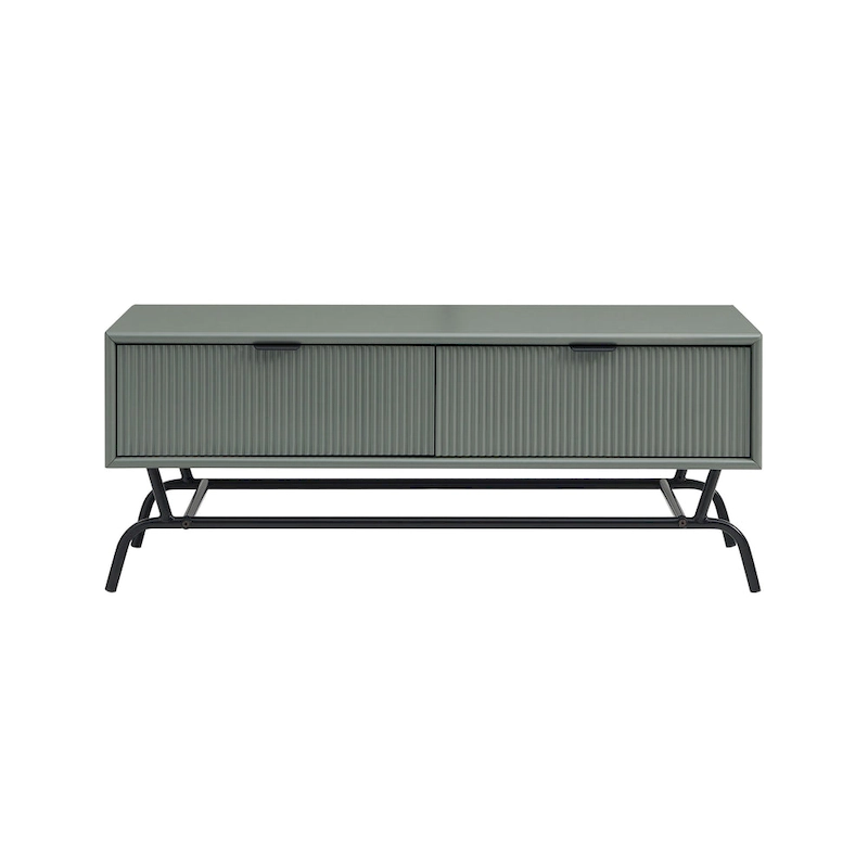 DH BASIC Modern 42-inch 2-Drawers Coffee Table with Metal Legs by Denhour