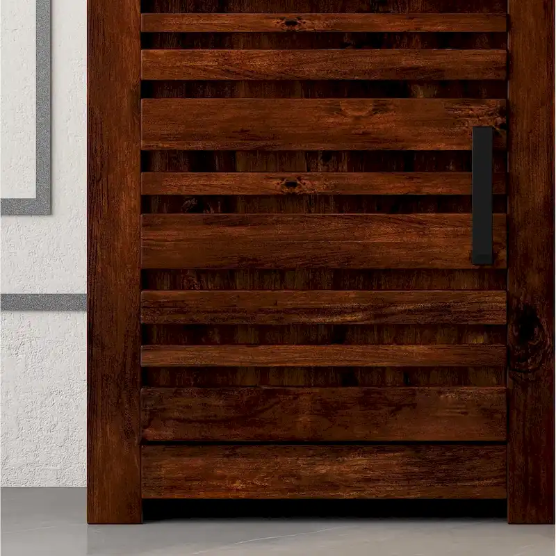 Bridgevine Home Sausalito 78 inch high Left Pier Cabinet, No Assembly Required, Whiskey Finish
