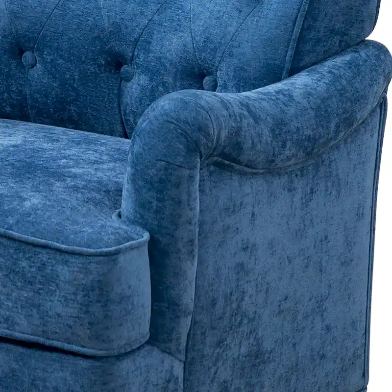 Chenille Fabric Accent Chair with Retro Wooden Legs, High-Density Foam and Spring Cushion, and 300 lbs Weight Capacity