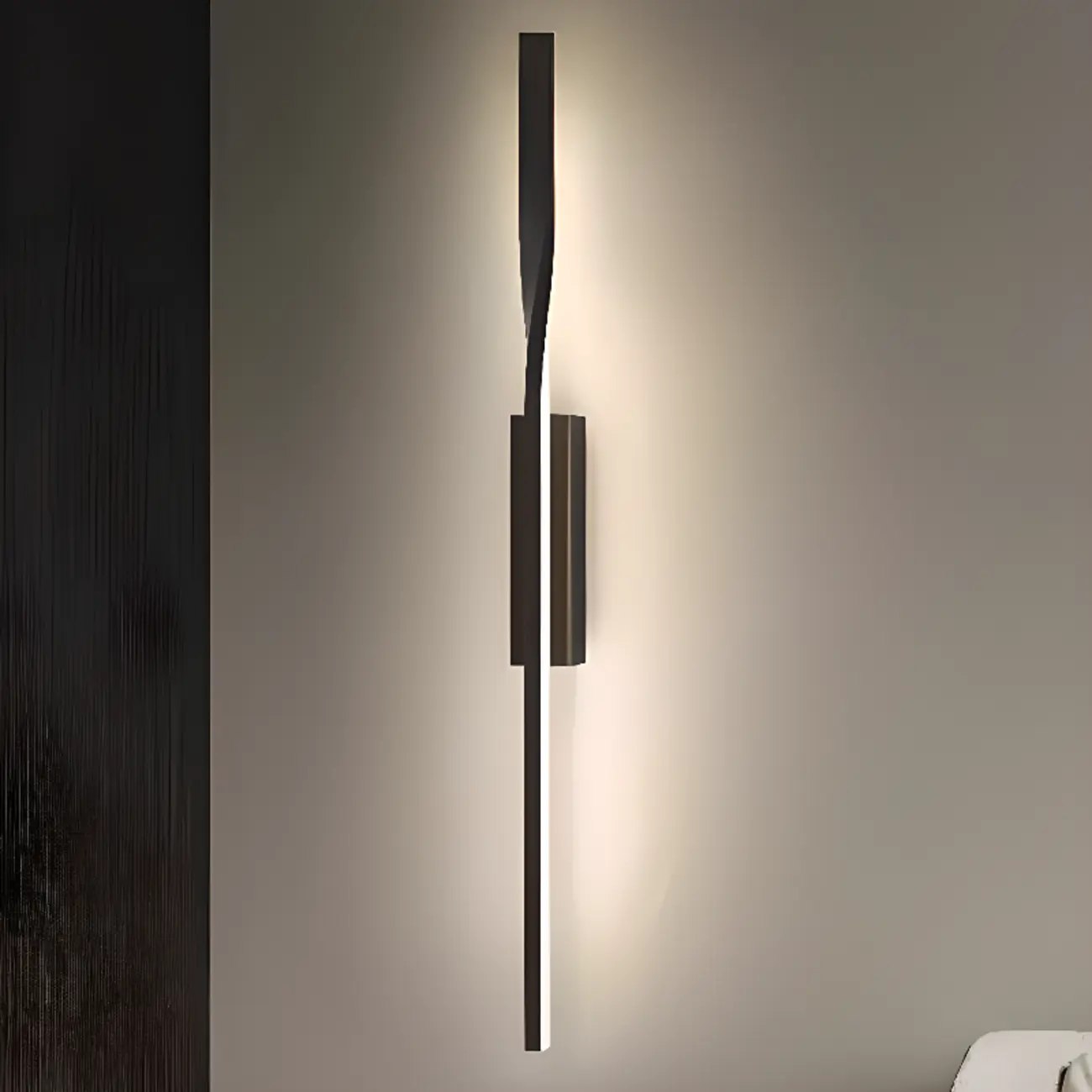 Modern Black Linear Up & Down Wall Sconce with Natural Light