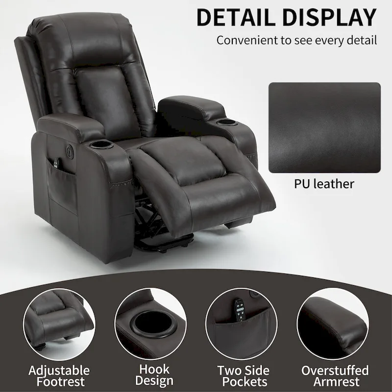 Black Power Lift Recliner with Massage, Heat & Heavy Duty Frame