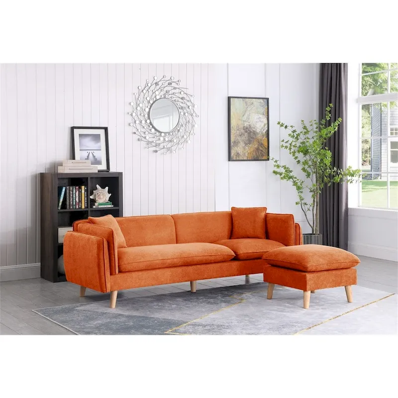 Fabric Sectional Sofa Chaise with Tapered Legs