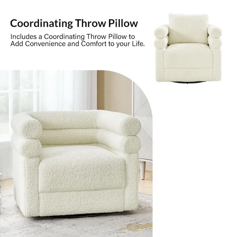 Rosa Modern Boucle Swivel Chair with Pillow Set of 2 by HULALA HOME