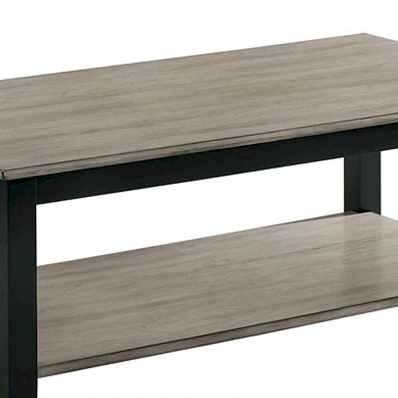 47 Inch Modern Rectangular Coffee Table, Single Shelf, Wood Grain, Gray