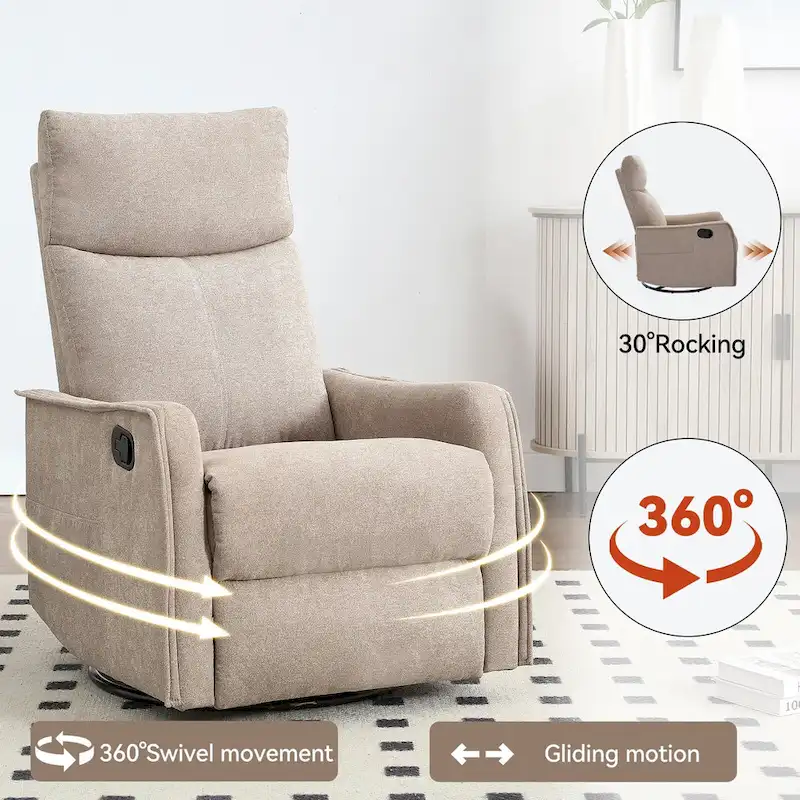 360 Swivel Rocker Recliner Chair with Massage and Lumbar Heating