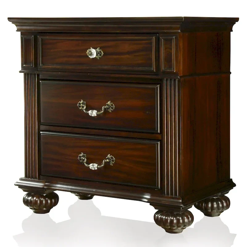 Vame Traditional Walnut Solid Wood 3-Piece Poster Bedroom Set by Furniture of America