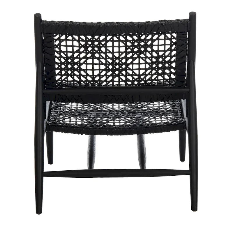 SAFAVIEH Queenie Bandelier Open Leather Weave Squared Accent Chair - 26 W x 32 D x 31 H - 26Wx31Dx31H