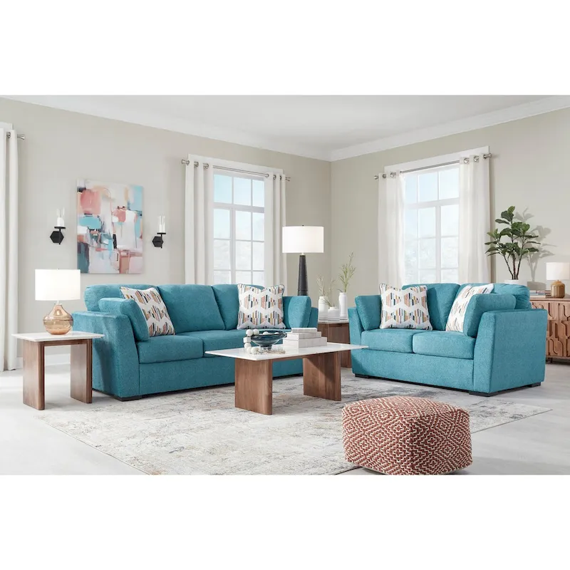 Roundhill Furniture Clareen 2-Piece Living Room Set, Sofa and Loveseat