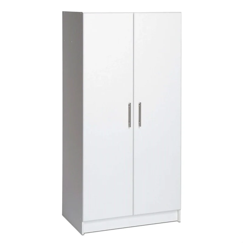 White 2-Door Wardrobe Cabinet with Hanging Rail and Storage Shelf - 20 x 32 x 65 inches