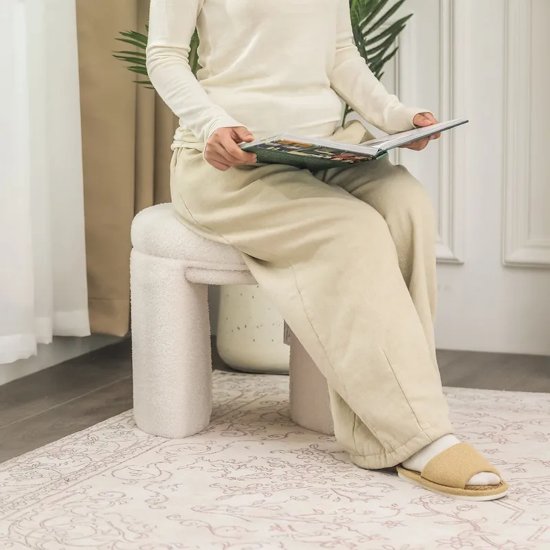 Adeco Ottoman Small Teddy Low Foot Stool Vanity Stool