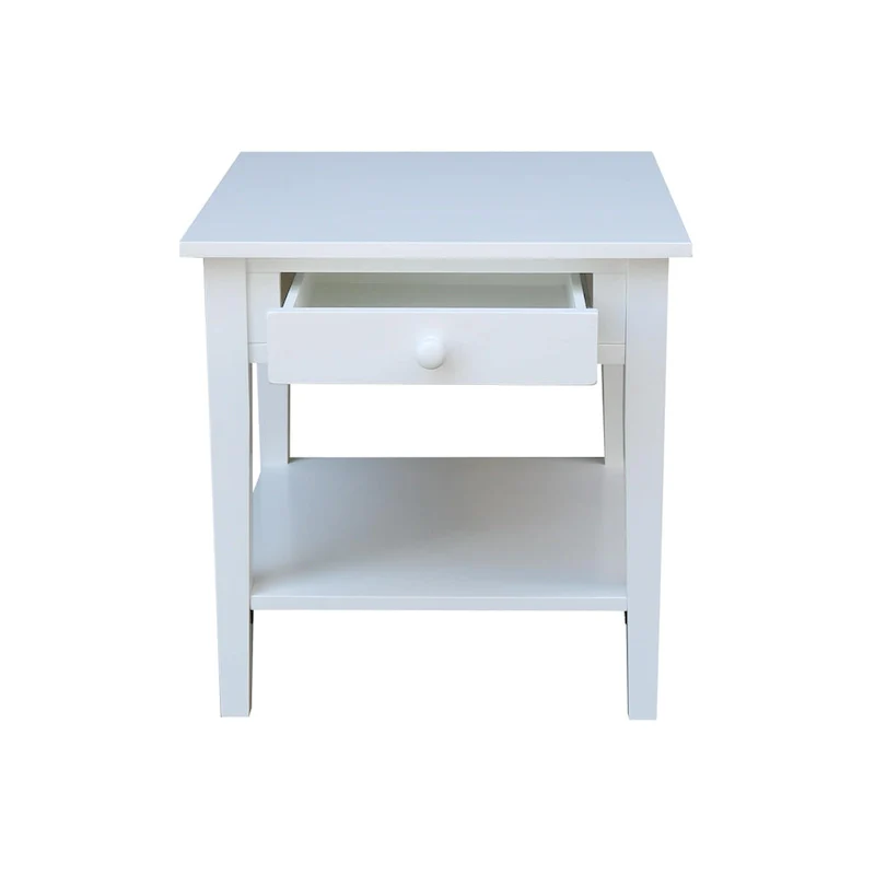 Square Solid Parawood End Table with Drawer & Shelf, 24