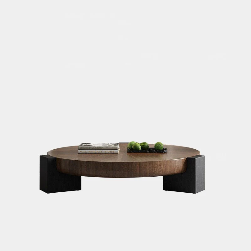 Funky Black Brown Wood Round Tripod Coffee Table