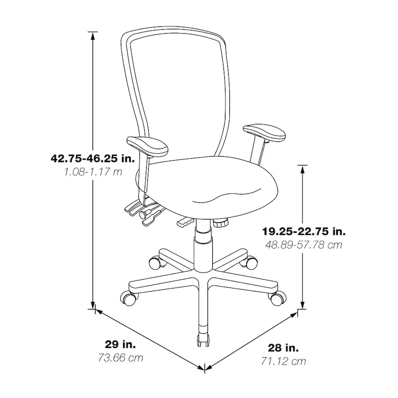 Black Breathable Office Chair with Fixed Backrest