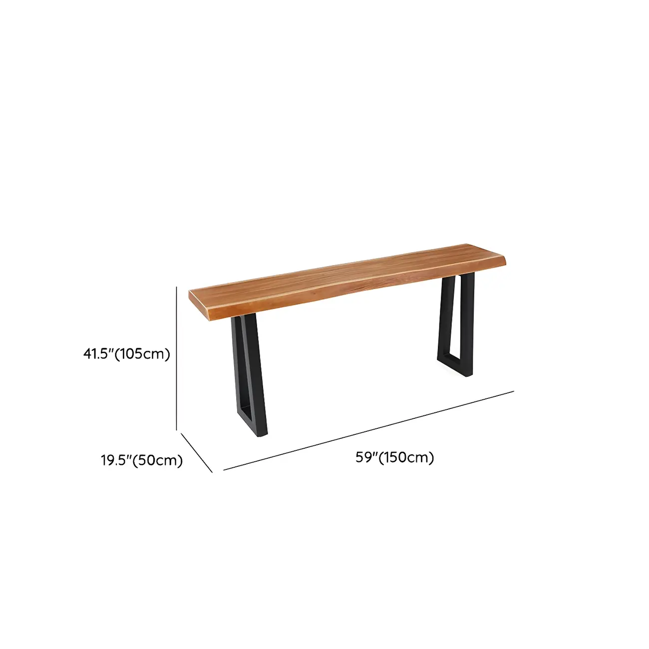 Industrial Brown Pine Rectangular Bar Table with Metal Sled Base