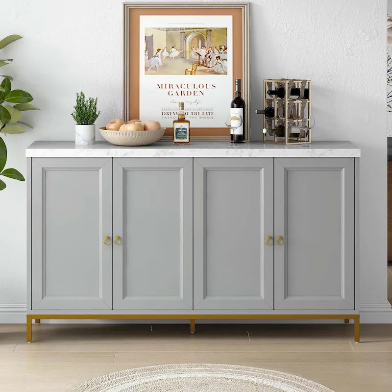 Modern Sideboard with Metal Handles for Living Room