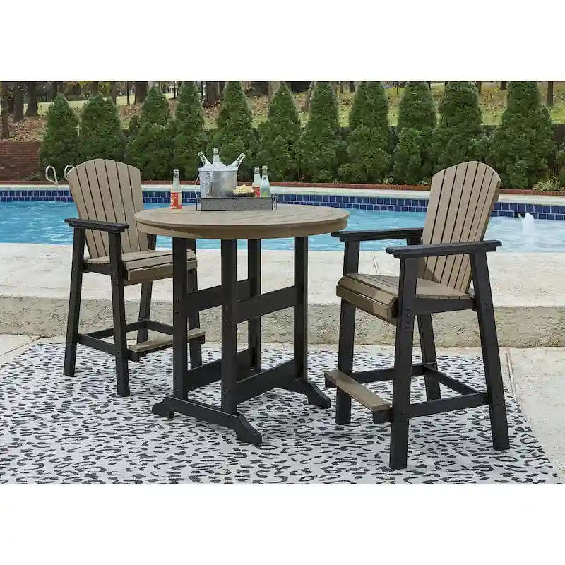 Signature Design by Ashley Fairen Trail Black/Driftwood 3-Piece Outdoor Dining Package - 45.13 W x 45.13 D x 42 H