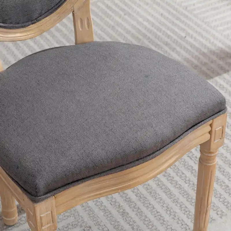 Solid Wood Dining Chair with Linen Upholstery, Set of 2