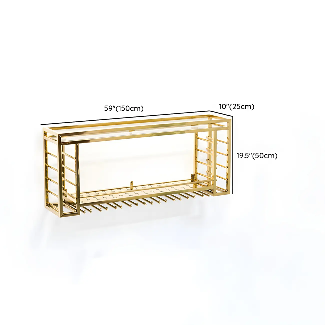 Luxury Metal Gold Wall-Mounted Open Wine Rack