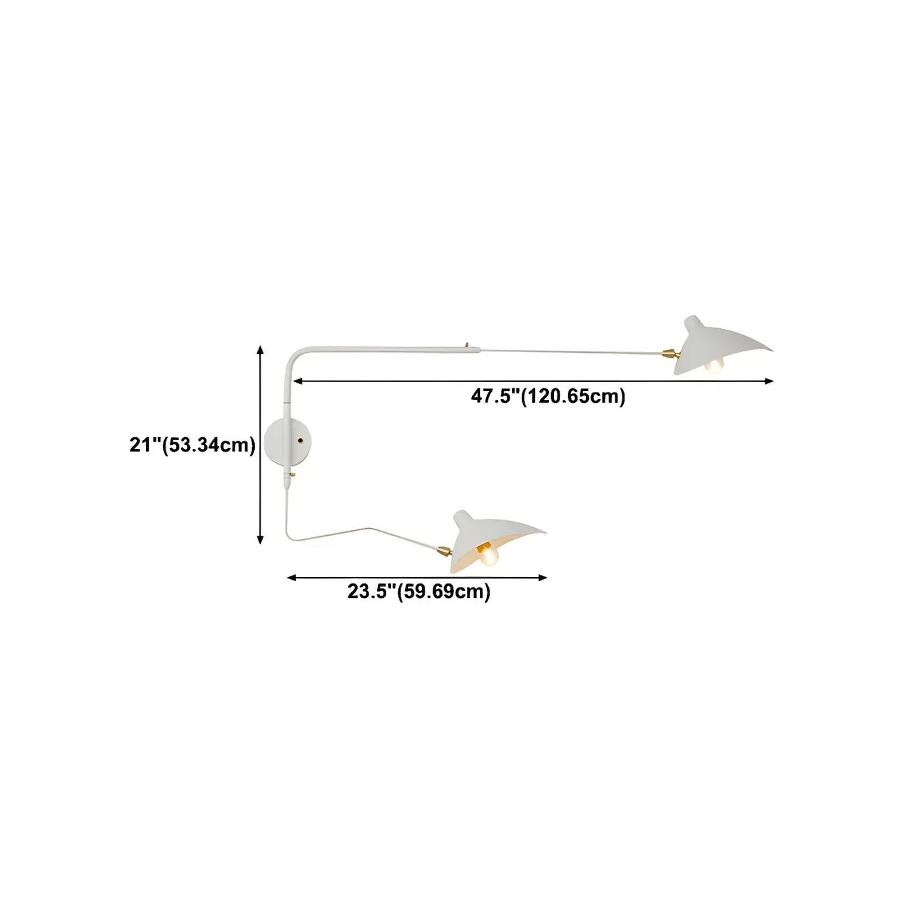 Modern 2-Light White Dual-Arm Swing Arm Wall Light
