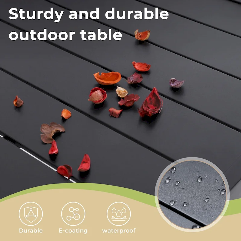 MAISON ARTS 7 Pieces Patio Dining Set, 6 x Swivel Dining Chairs with Cushion and 1 Metal Table with 2.6  Umbrella Hole