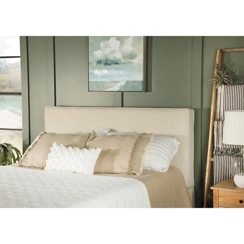 Sand Upholstered Headboard with Self-Welt Details