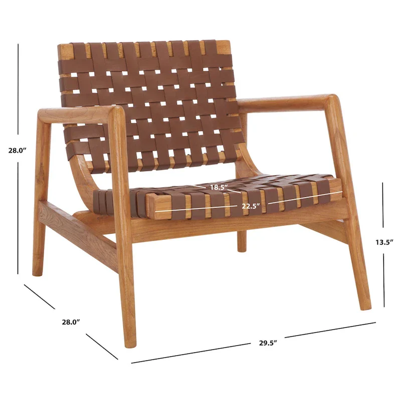 SAFAVIEH Vena Leather Woven Accent Chair - 30 W x 28 D x 28 H - 30Wx28Dx28H