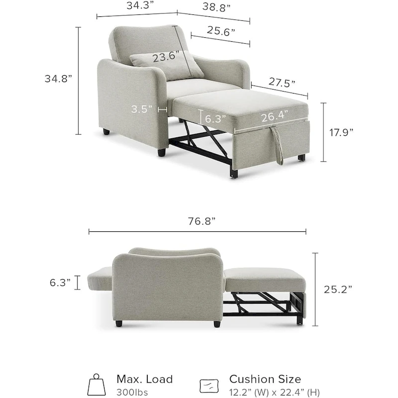Mopio Sophie 4-in-1 Convertible Sleeper Chair Bed