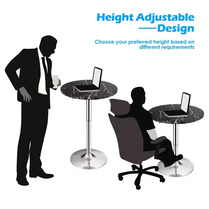 Costway Round Bistro Bar Table Height Adjustable 360-degree Swivel Black