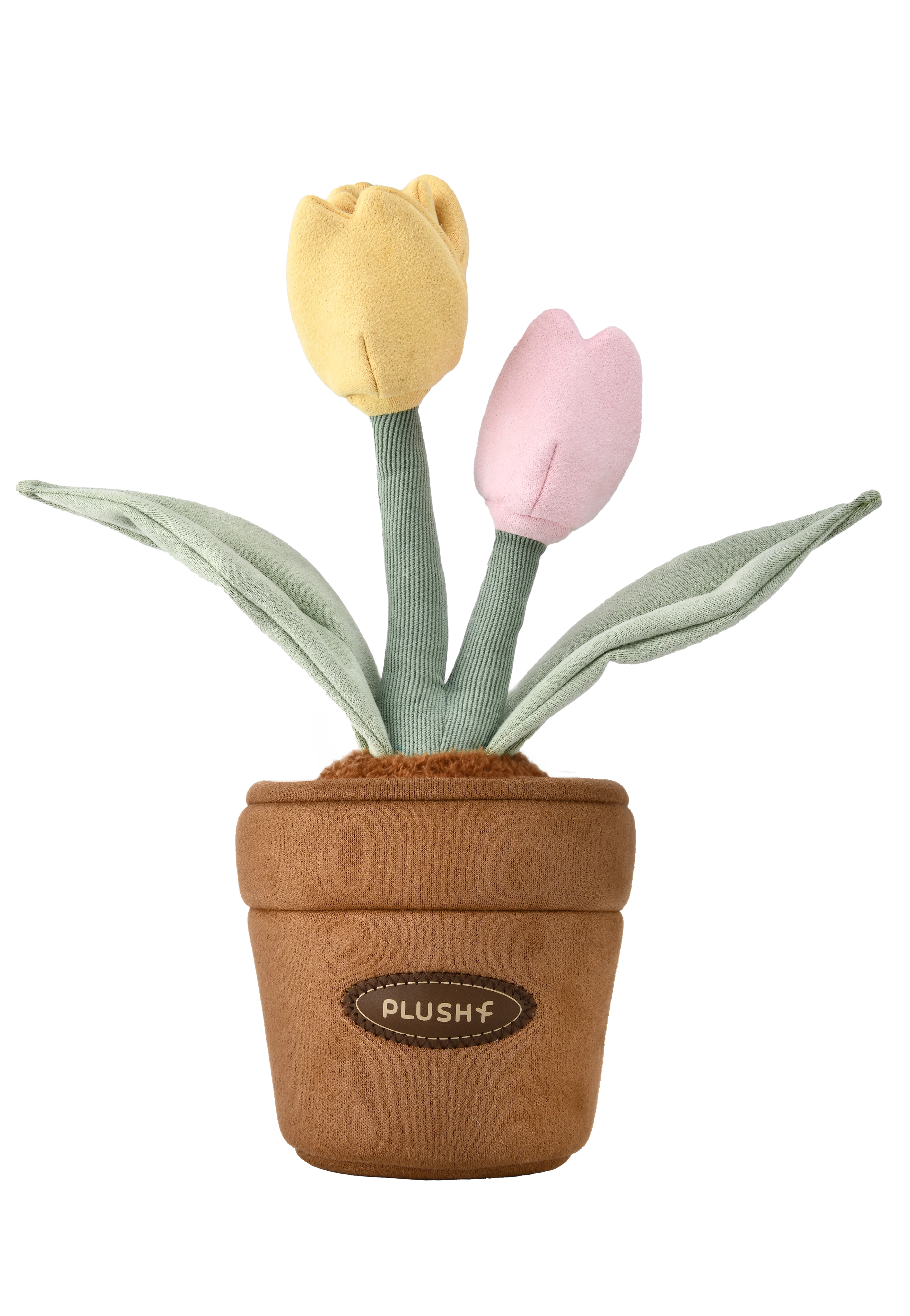 PlushWoods Yellow and Pink Tulip Plant Plush With Pot 25cm