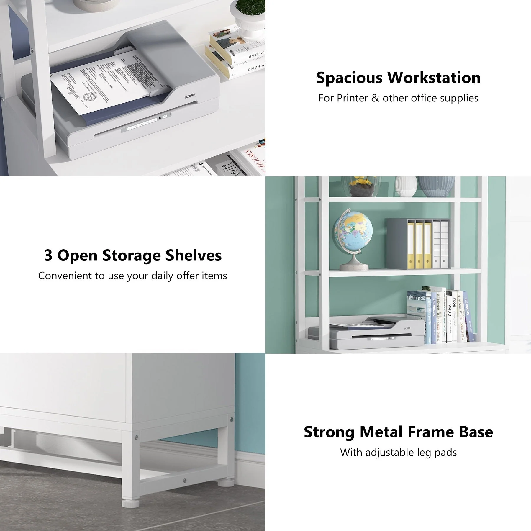 File Cabinet with 2 Drawer, Modern Filing Cabinet Printer Stand with Lock