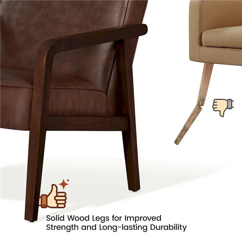 Yaheetech Modern Faux Leather Upholstered Accent Chair Armchair