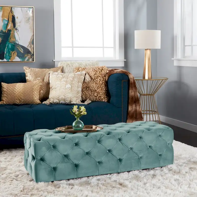 Piper Glam Tufted Velvet Ottoman Bench by Christopher Knight Home