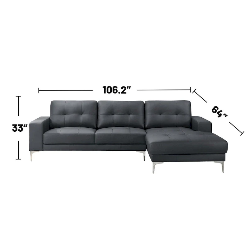 2 Piece Faux Leather Sectional Set with Square Armrest