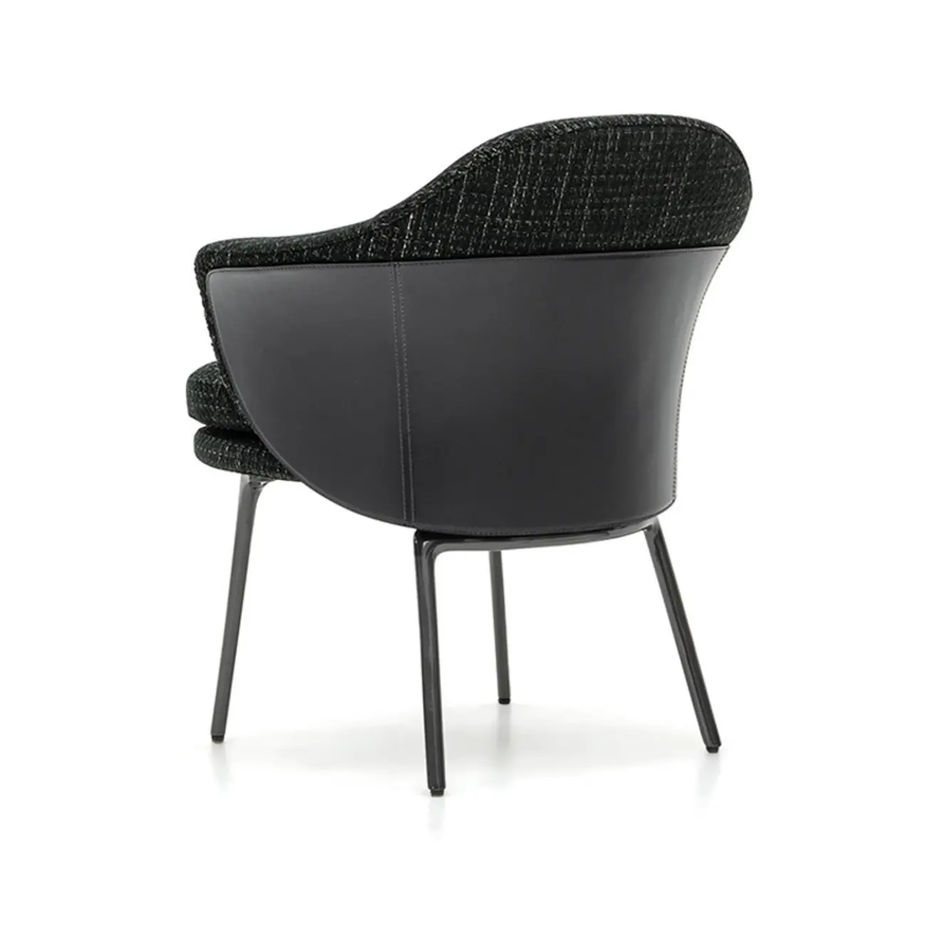 Modern Upholstered Dining Chair with Curved Back and Armrests