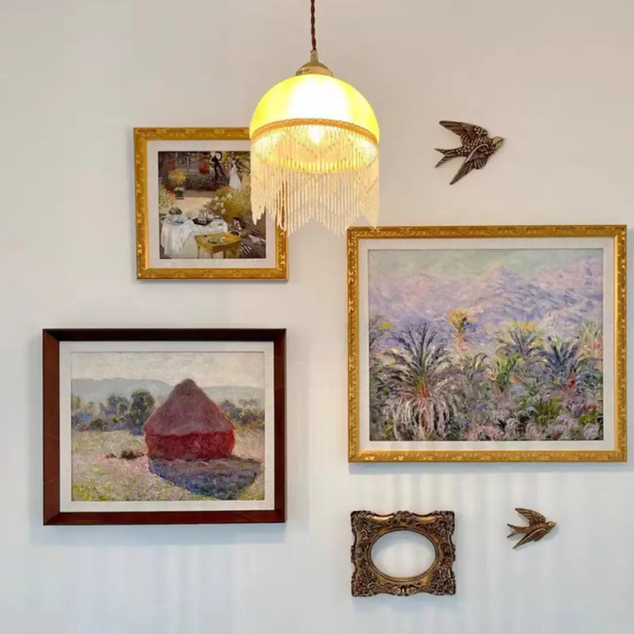 Modern Yellow Glass Dome Tassels Pendant Light