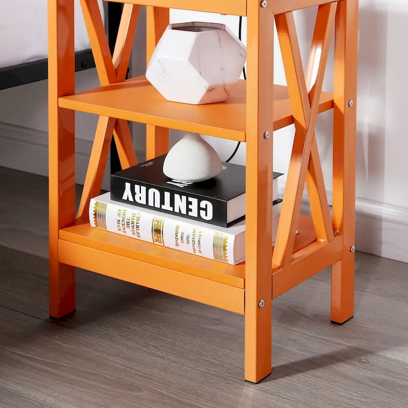 Modern Nightstand with 3-Tier Storage Shelves