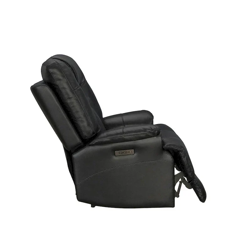 Top Grain Leater Black Zero Gravity Power Recliner With Adjustable Headrest Extendable Footrest
