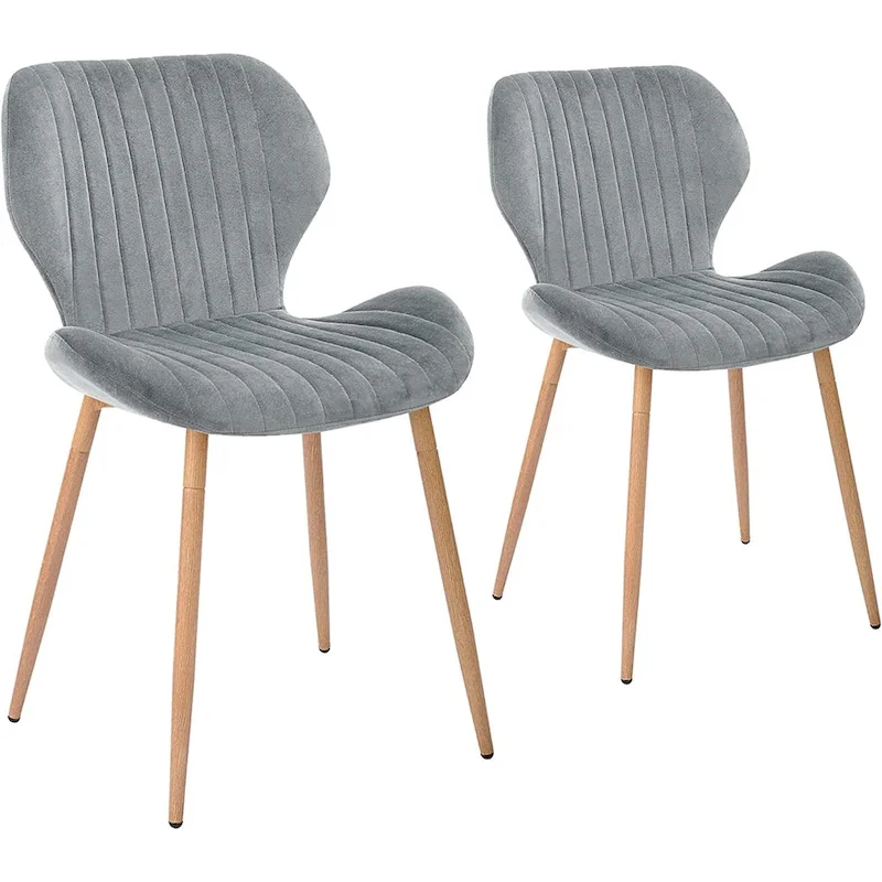 Modern Upholstered Dining Chairs with Metal Legs, Set of 2, Brown