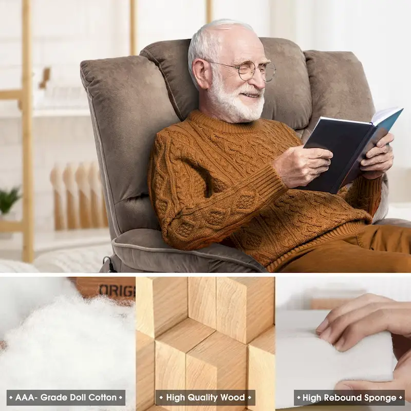 Dual Motor Power Lift Recliner, Brown/Yellow/Black, Heat & Massage, 180°, Seats 1