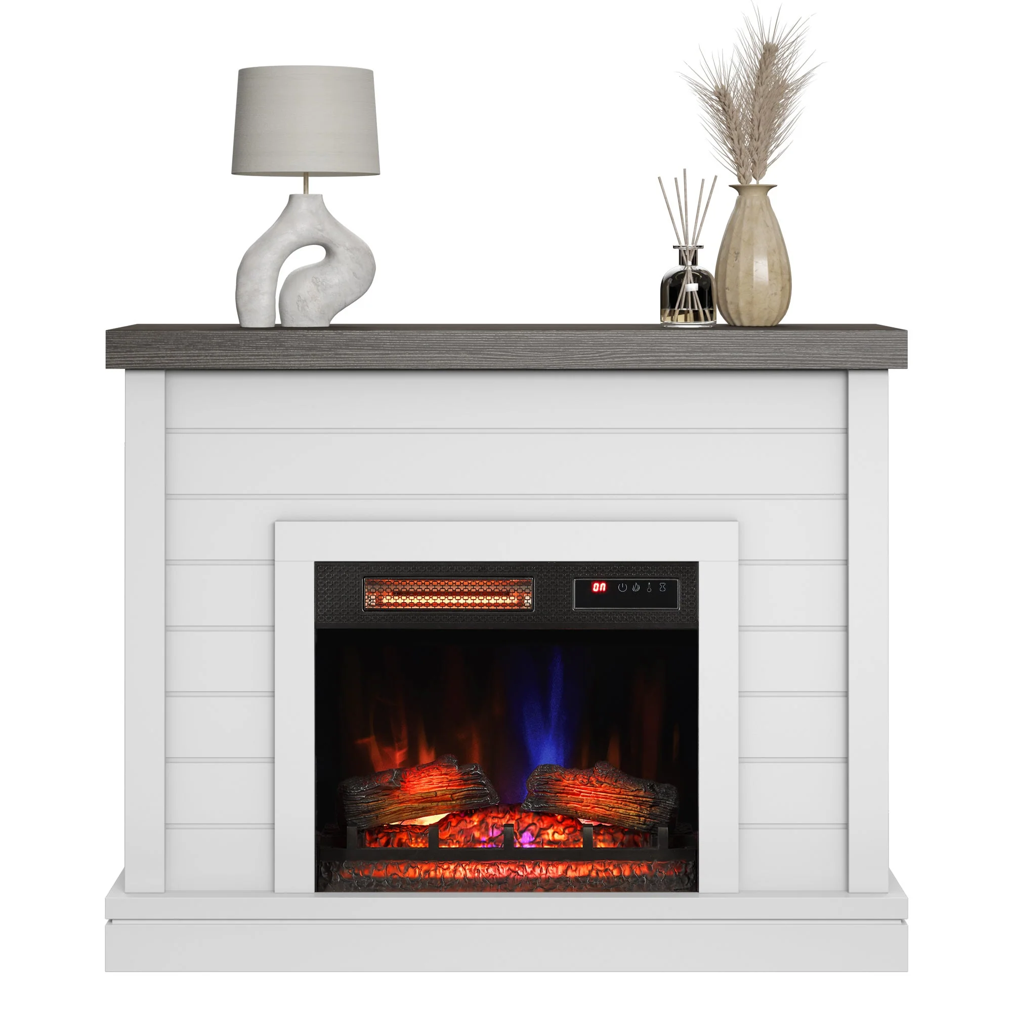 duraflame? Electric Fireplace Shiplap Wall Mantel