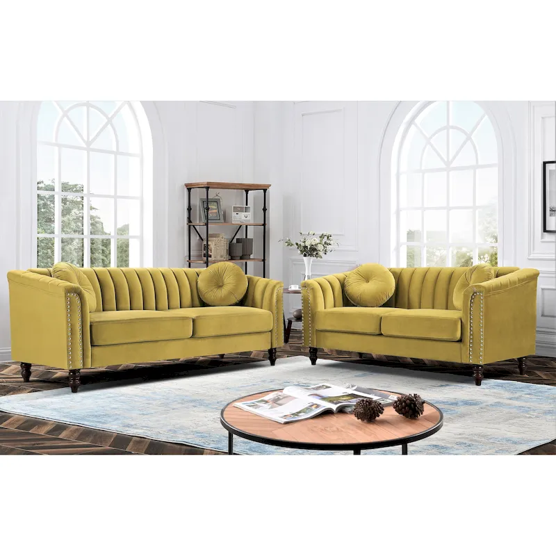 Hills Tufted Back Nailhead 2PCS Living Room set