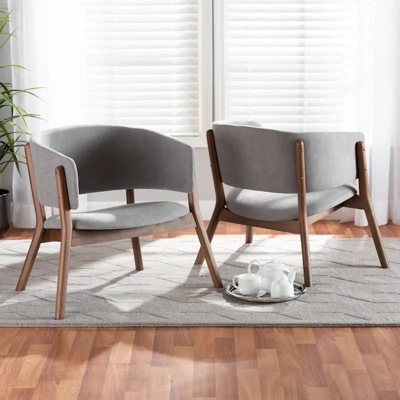 Baron Mid-Century Modern 2-Piece Living Room Accent Chair Set