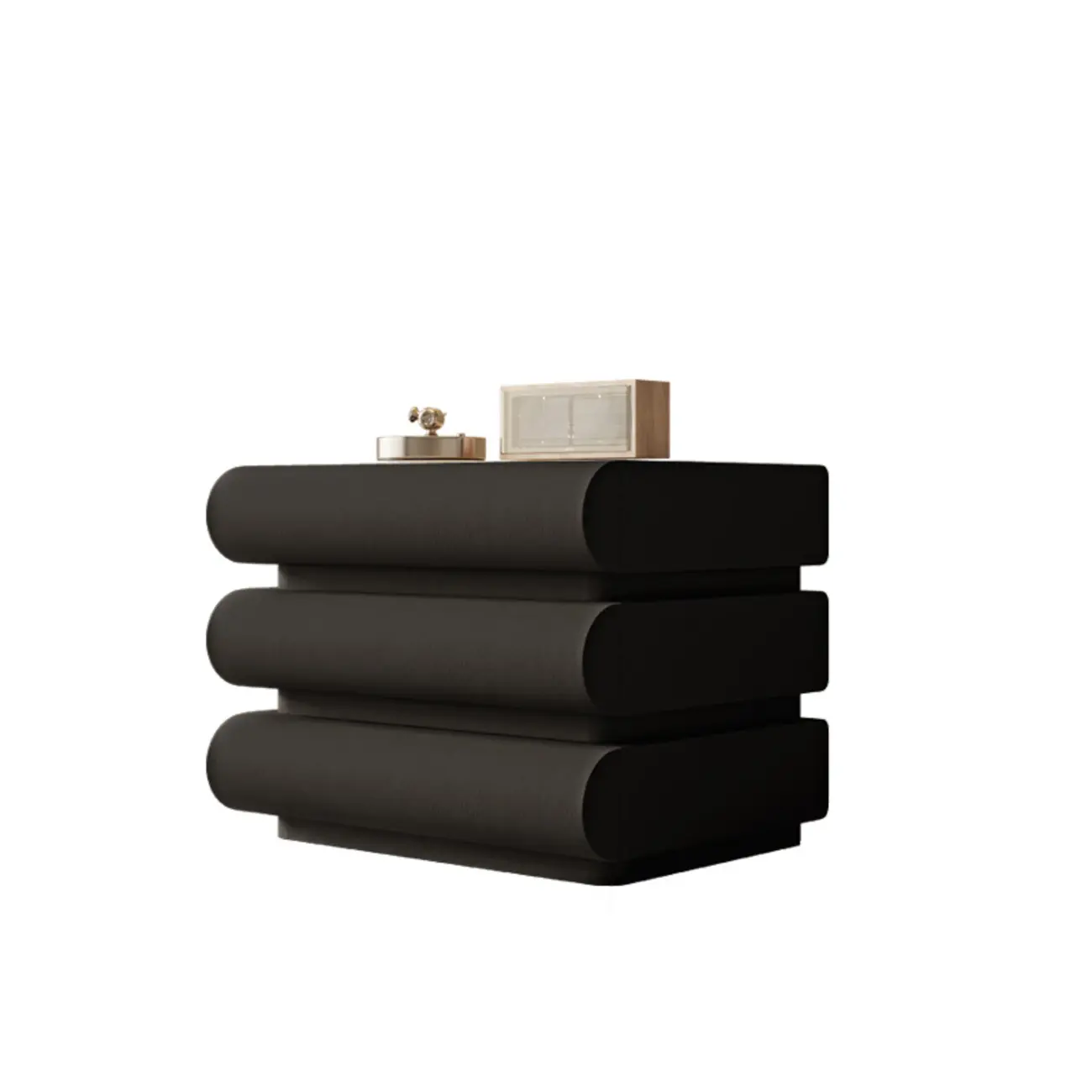 Modern Bedside Table with 3 Drawers in Off-White