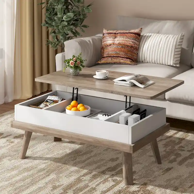 Futzca Wood Coffee Table with Hidden Compartment