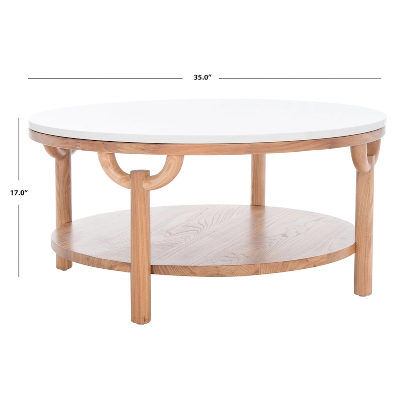 SAFAVIEH Couture Aive 2-Tier Marble Top Round Coffee Table - 35 In. W x 35 In. D x 17 In. H - 35W x 35D x 17H