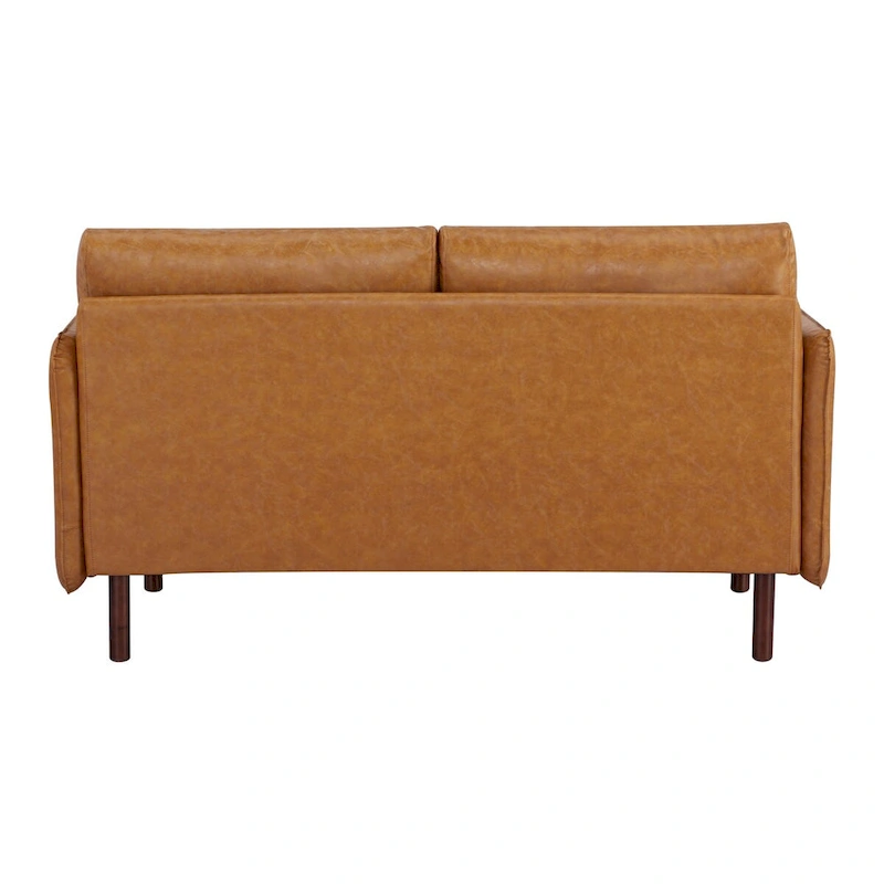 Yucca Modern Loveseat Sofa, Polyester / Vegan Leather Settee Couch - Includes 2 Pillows