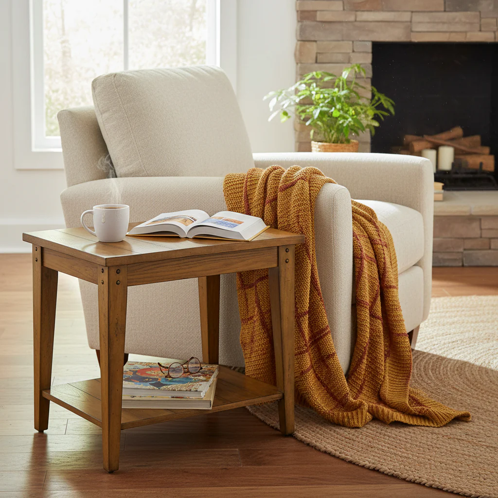 Oak Square Lamp Table