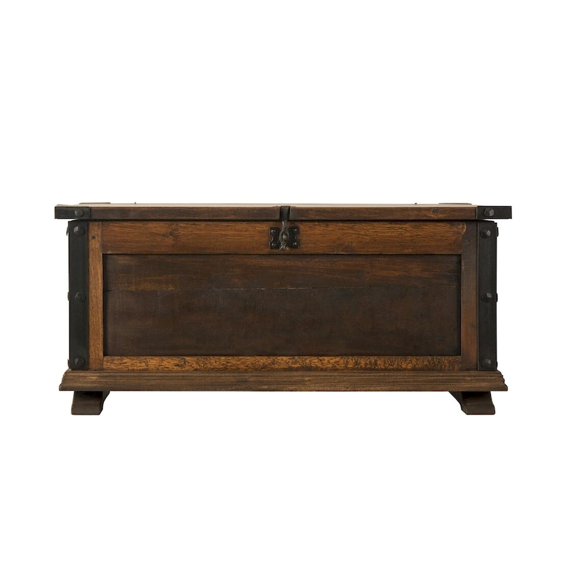 Handmade Solid Reclaimed Barn Wood & Wrought Iron Hardware Trunk or Coffee Table for Indoor 36 Width